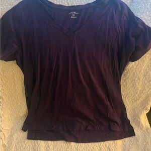 Eddie Bauer Deep Purple V-Neck Tee